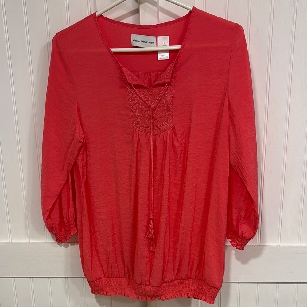 Alfred Dunner deep coral cinched waste, draw string tie size 14
